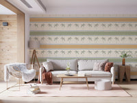 Bright living room interior upgraded by the horizontal Marrakesh Orizzontal Striped Ornament Wallpaper.