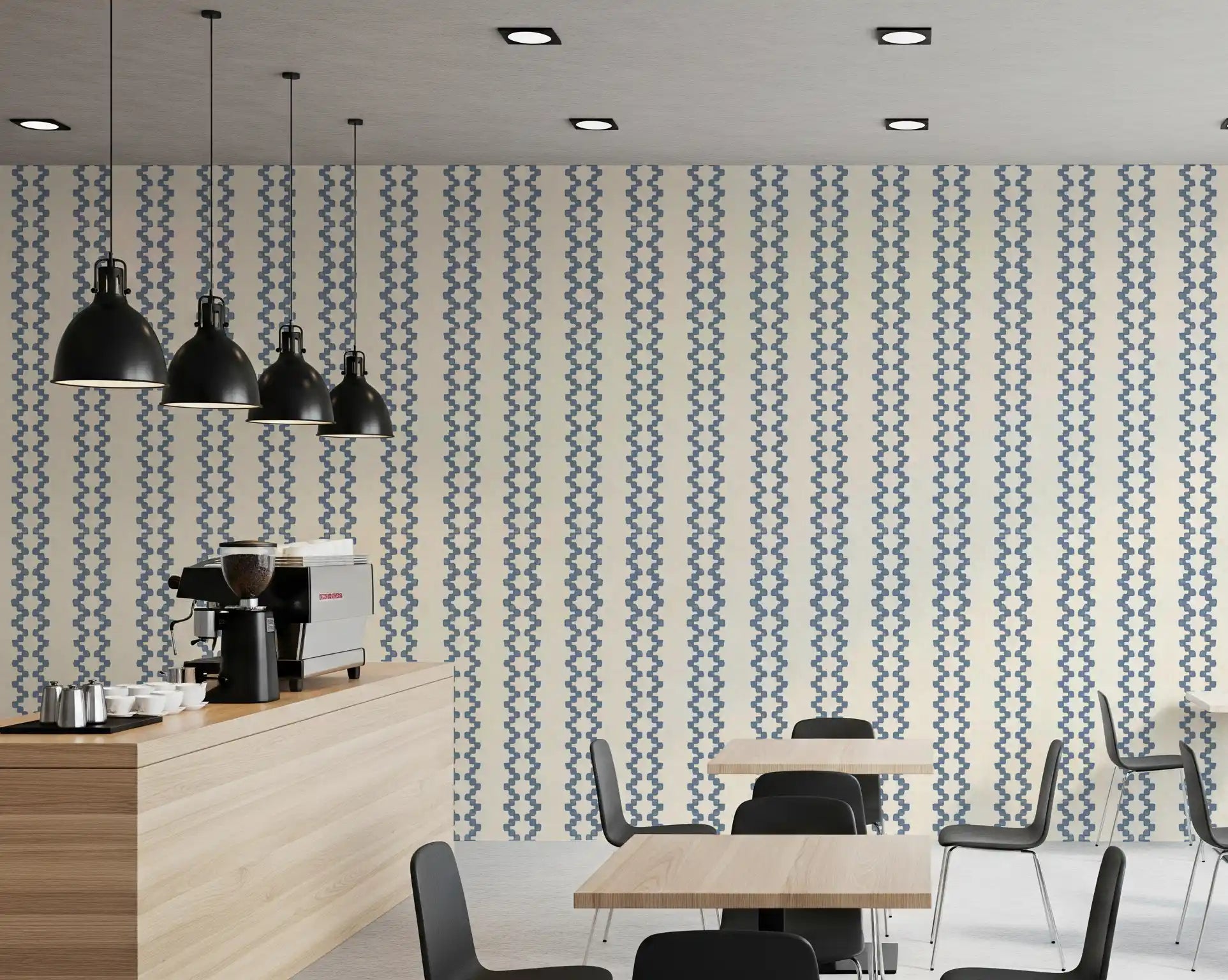 Brushy edges give each zellige ornament a relaxed, slightly uneven wallpaper look