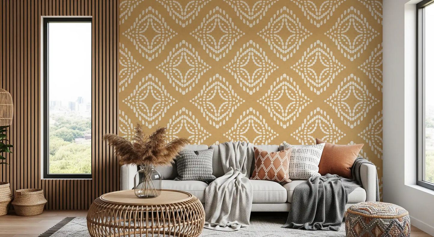 Block Print Ornament Sand Canvas Wallpaper⁠