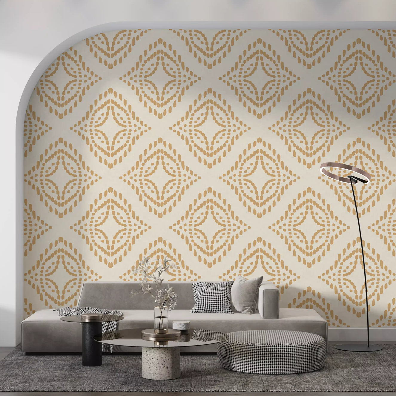 Block Print Ornament Sand Wallpaper⁠