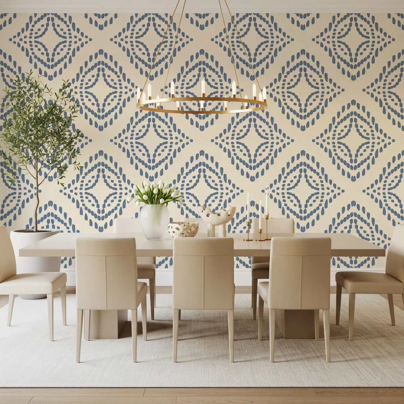 Block Print Ornament Slate Blue Wallpaper⁠