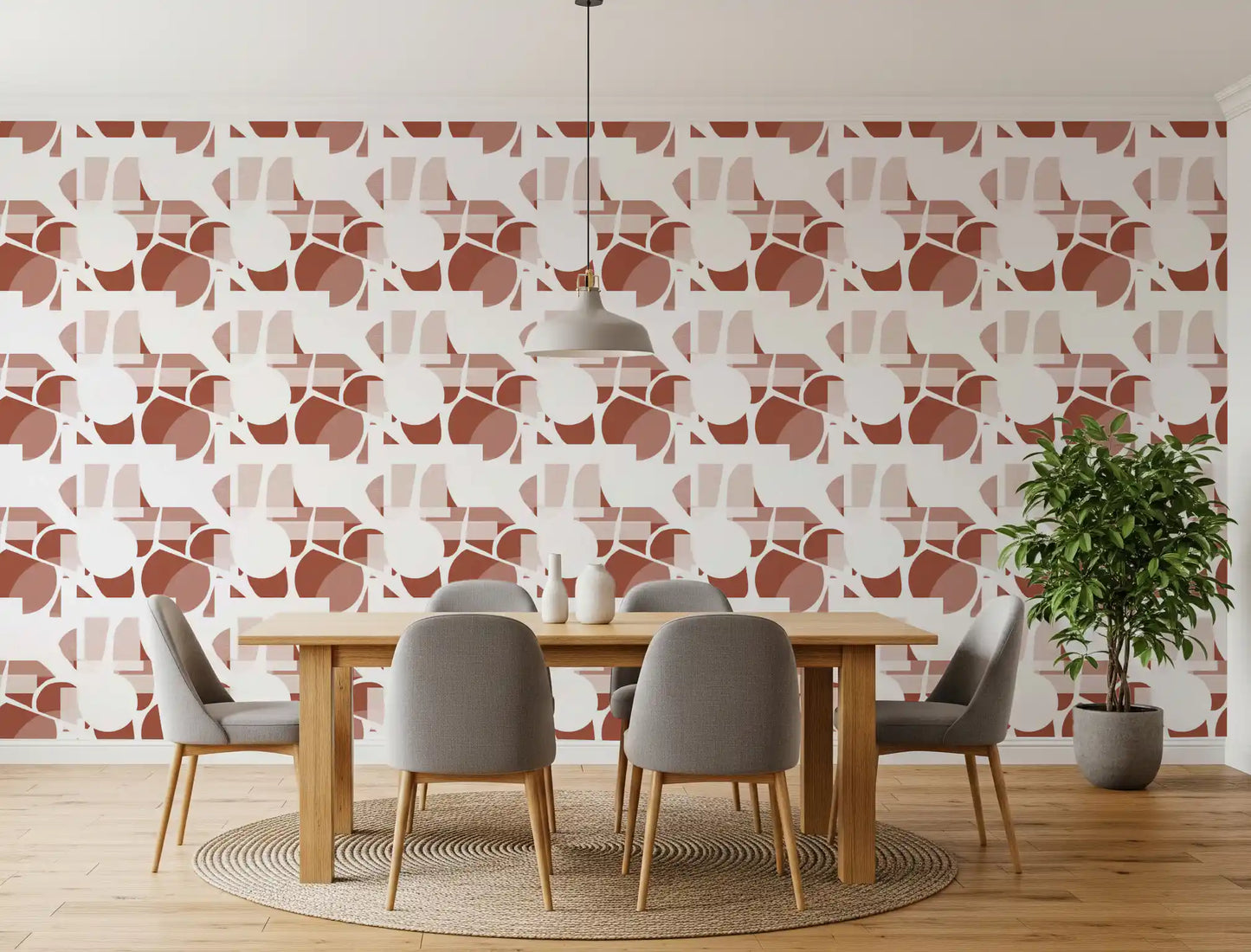 Terracotta Geometric Flow Clay Shapes Wallpaper⁠