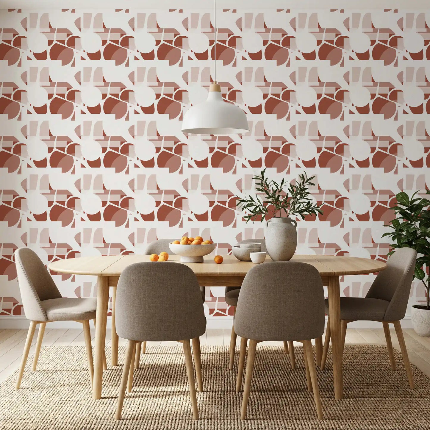 Terracotta Geometric Flow Clay Shapes Wallpaper⁠