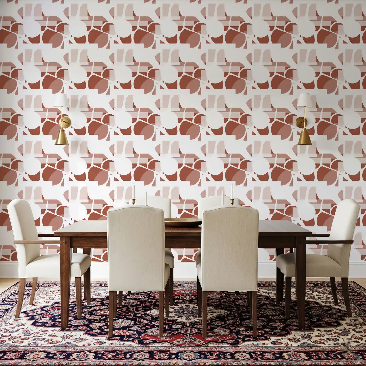 Terracotta Geometric Flow Clay Shapes Wallpaper⁠