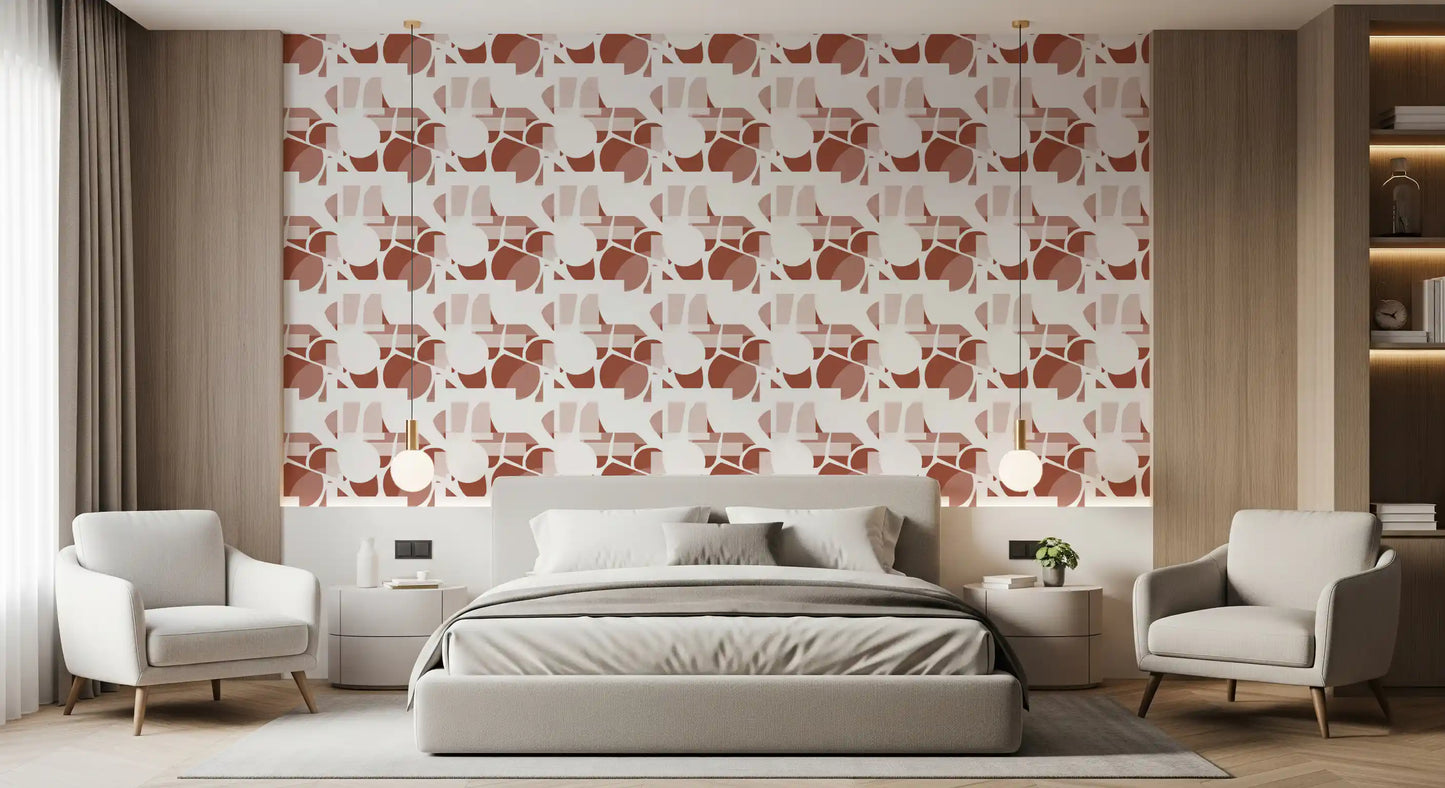 Terracotta Geometric Flow Clay Shapes Wallpaper⁠