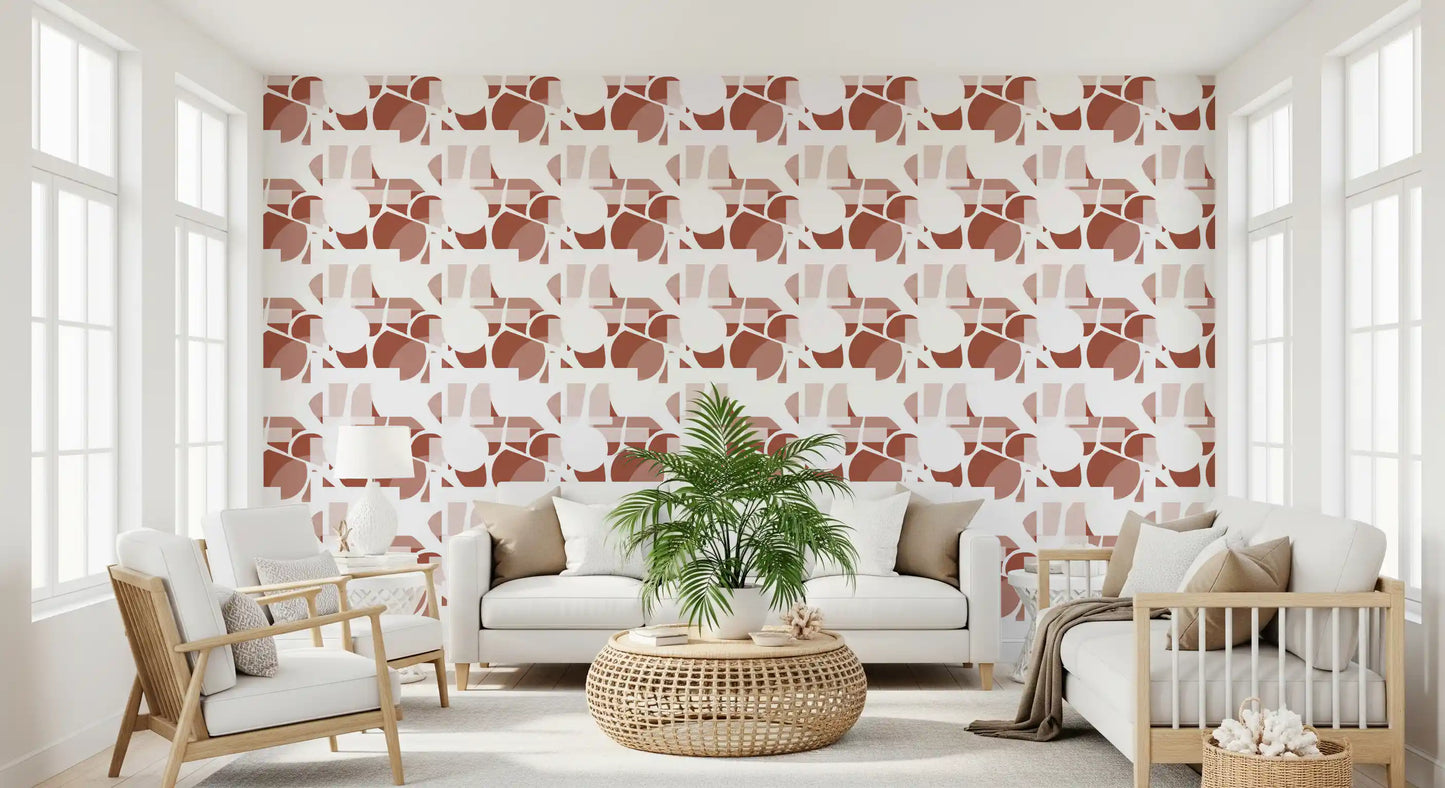 Terracotta Geometric Flow Clay Shapes Wallpaper⁠