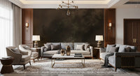 Woodland haze tapestry moody misty forest wall mural in dark tones