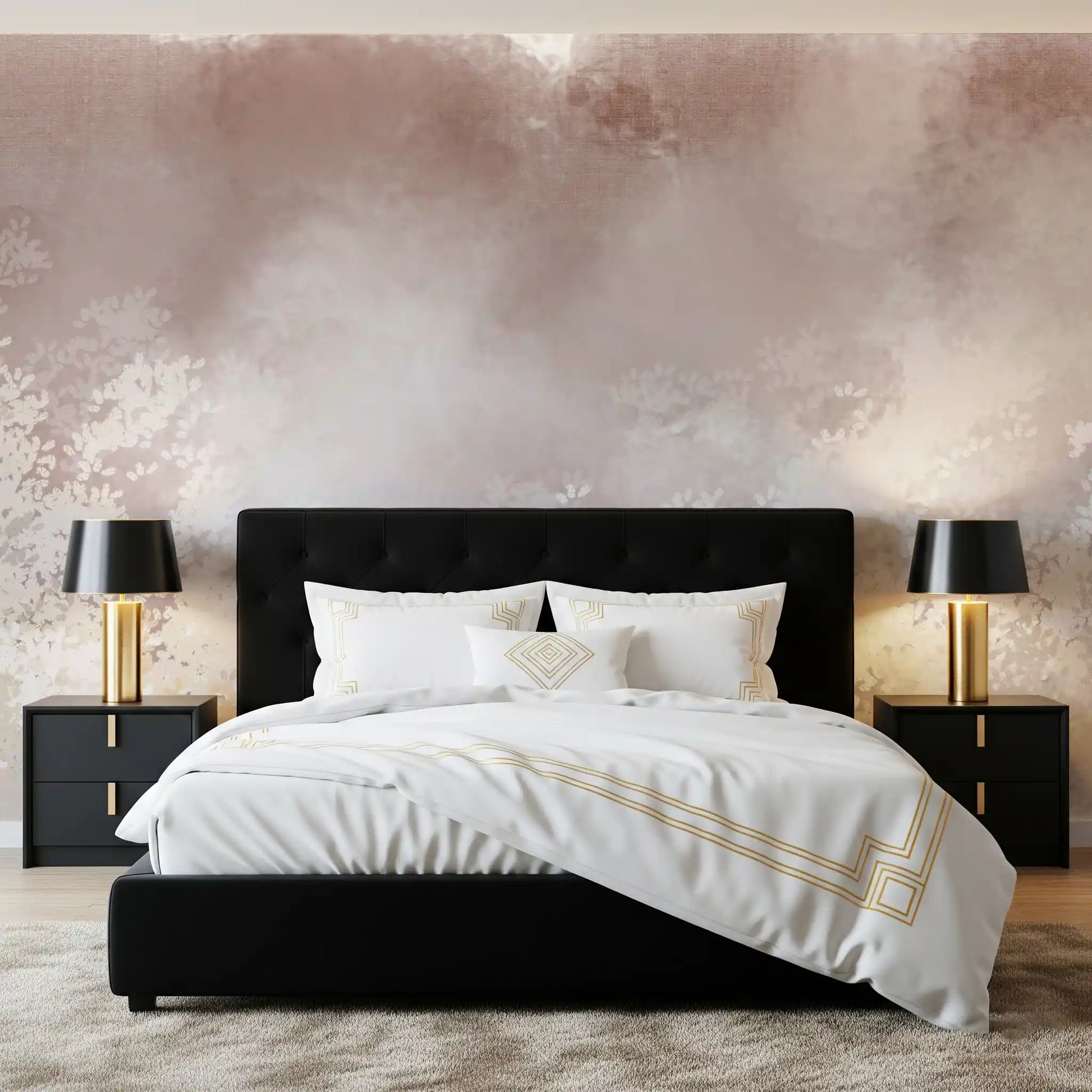 Feathery white foliage dissolves into mist in the Gentle Leaf Veil wall mural