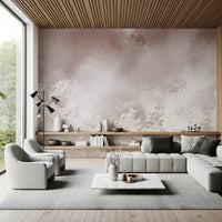 A hushed, painterly haze defines the Gentle Leaf Veil wall mural