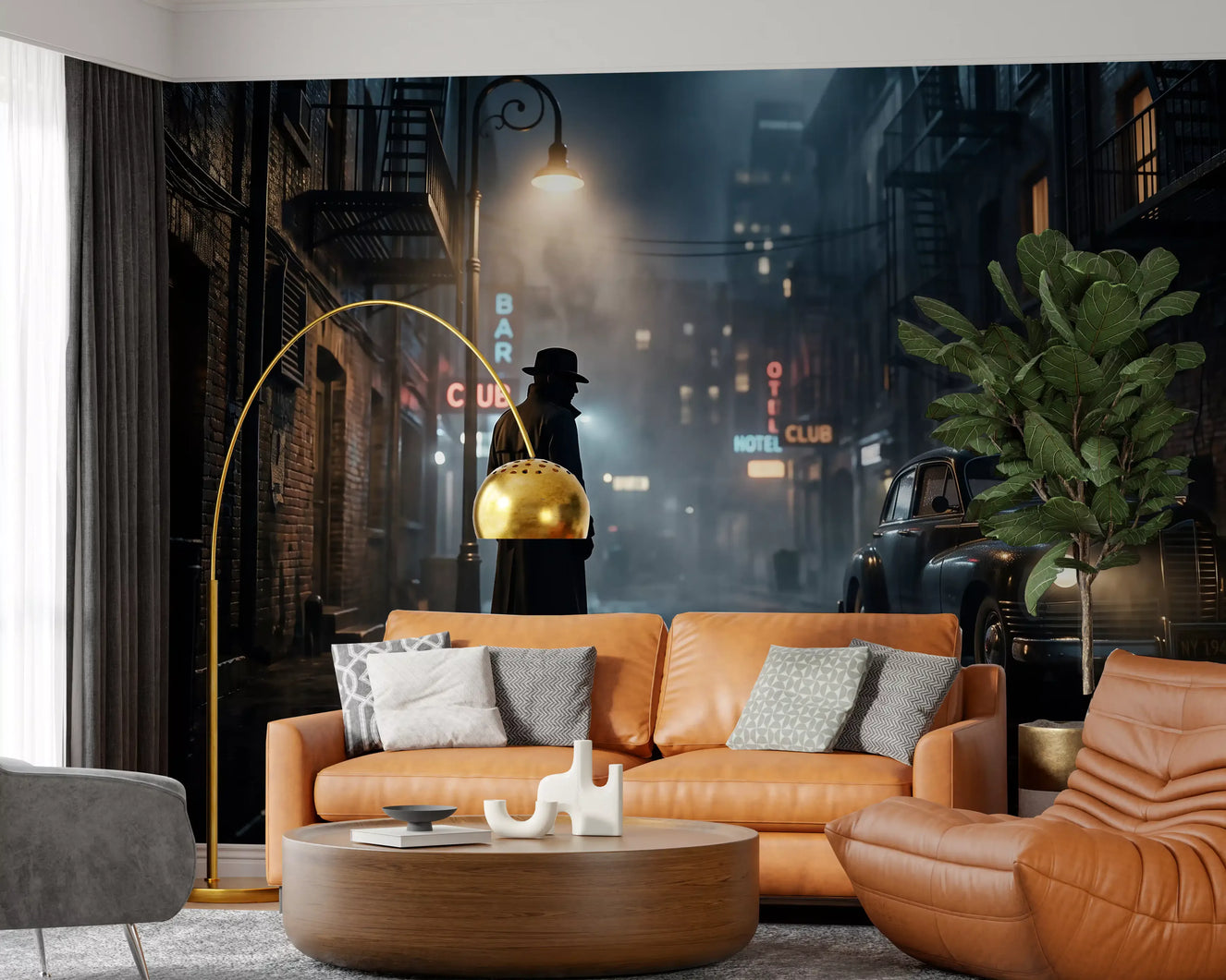 Midnight City Noir Wall Mural