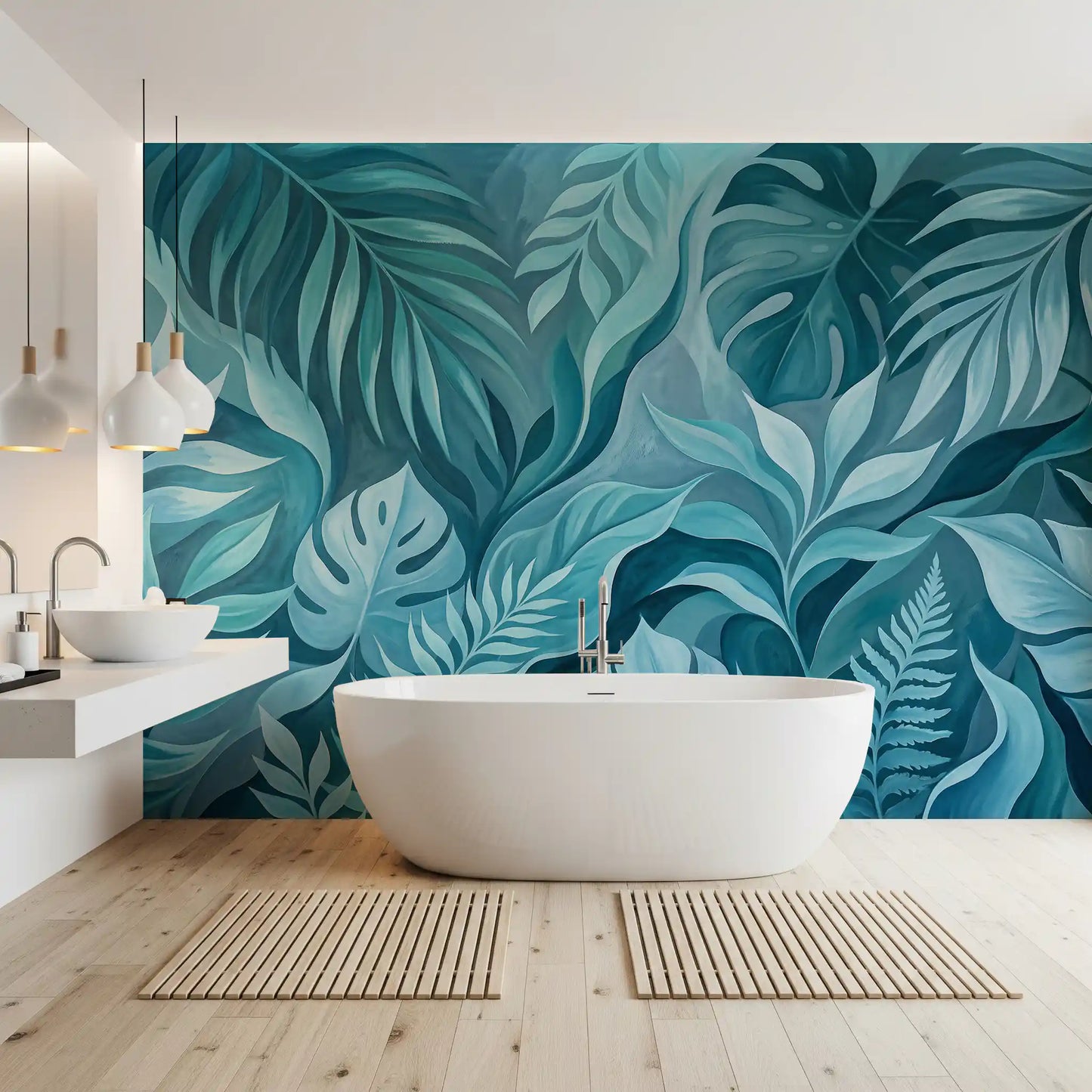 Teal Tropical Canopy Wall Mural