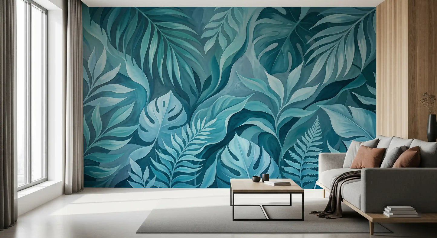 Teal Tropical Canopy Wall Mural