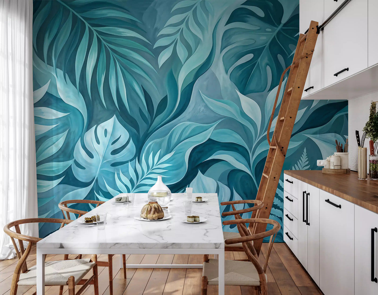 Teal Tropical Canopy Wall Mural