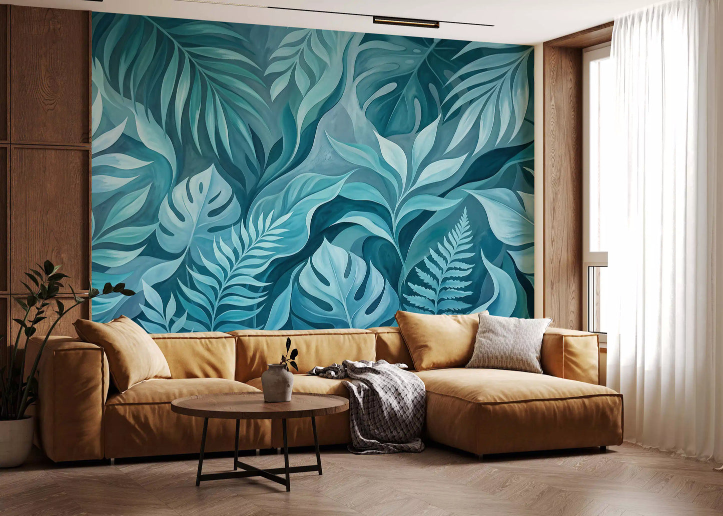 Teal Tropical Canopy Wall Mural