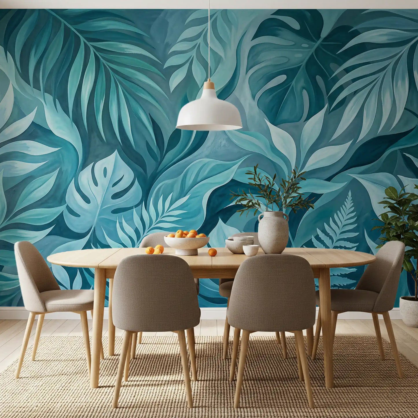 Teal Tropical Canopy Wall Mural