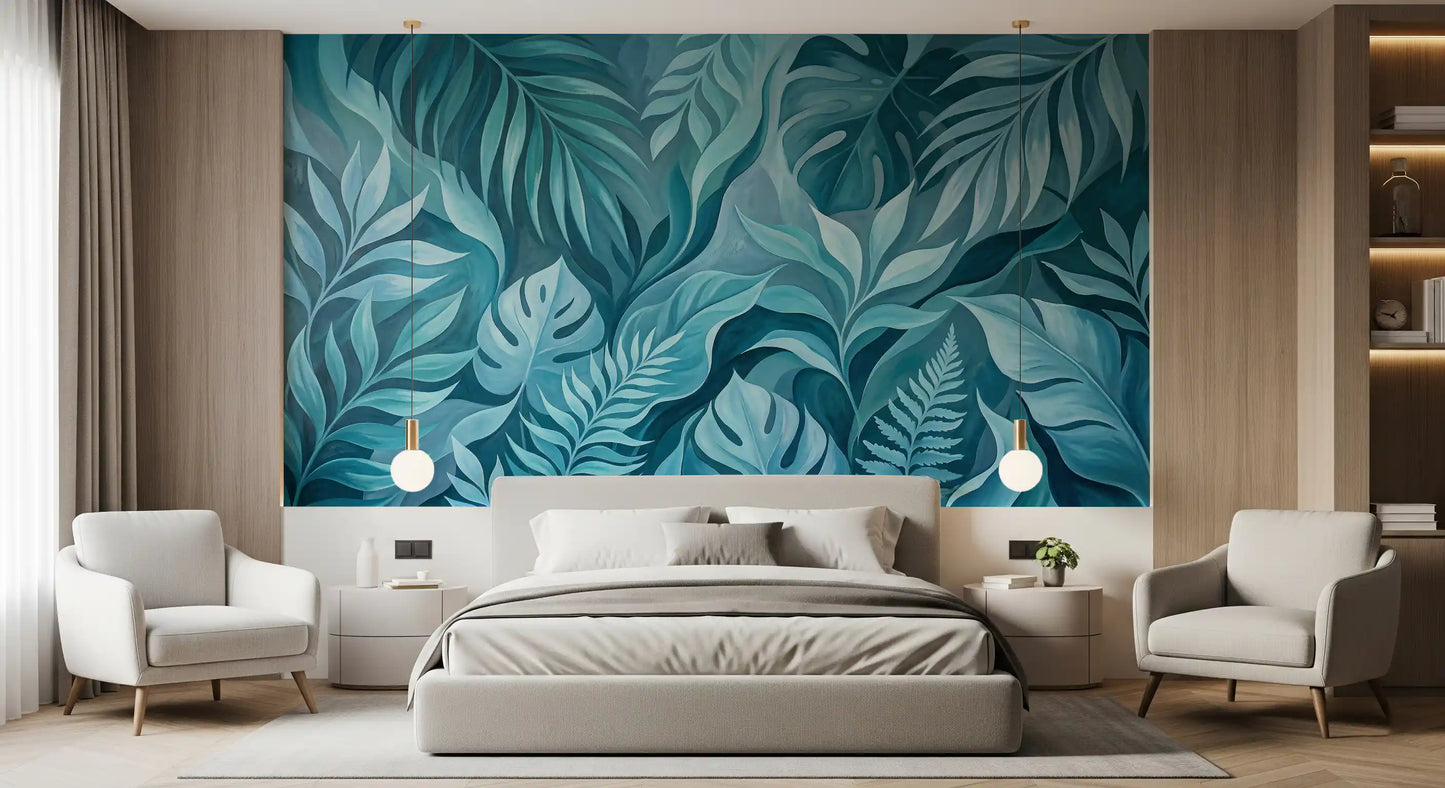 Teal Tropical Canopy Wall Mural