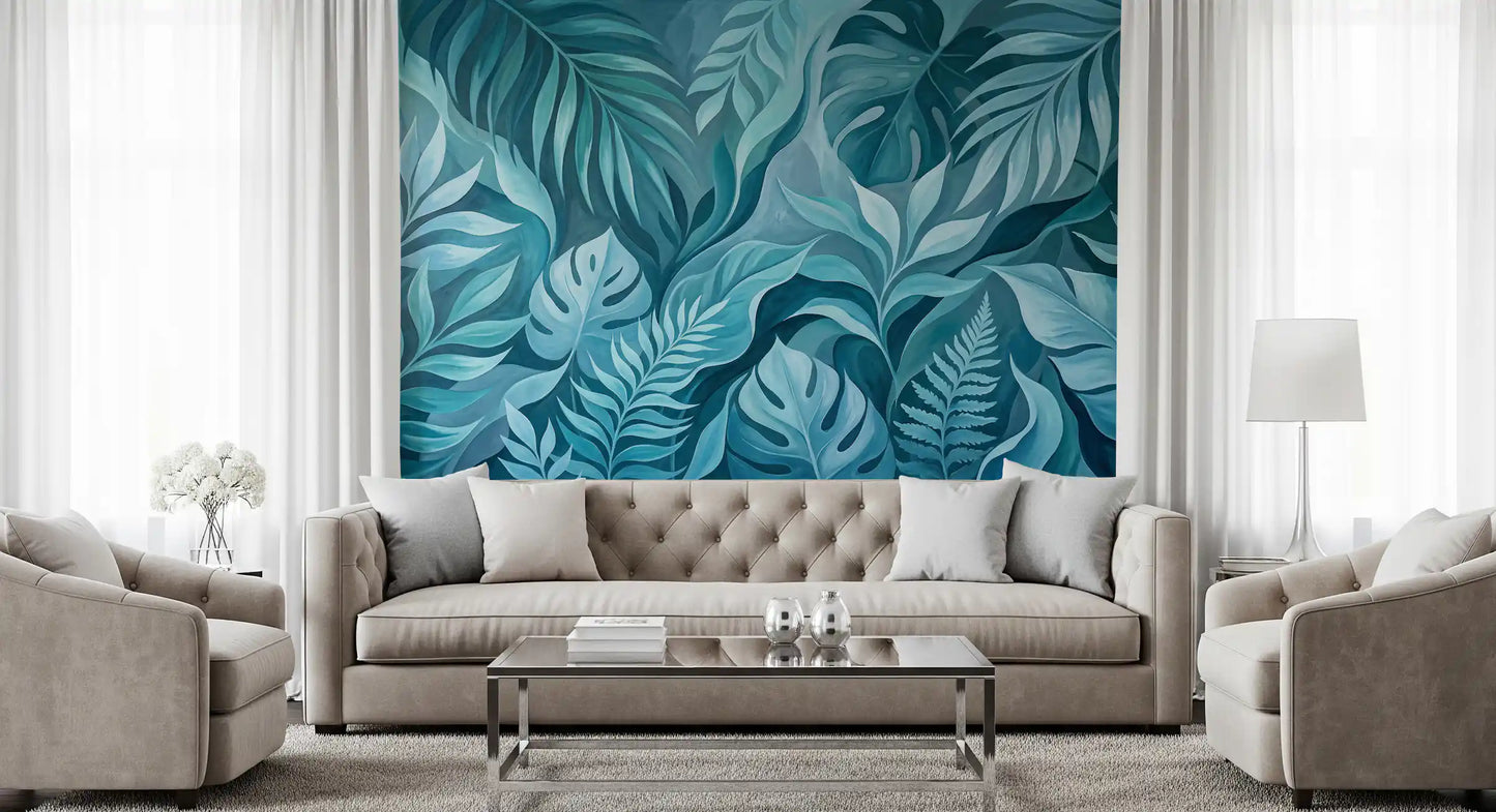 Teal Tropical Canopy Wall Mural