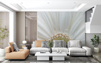 A green-gold hub sits at the base of every petal in the Petal Radiance wall mural