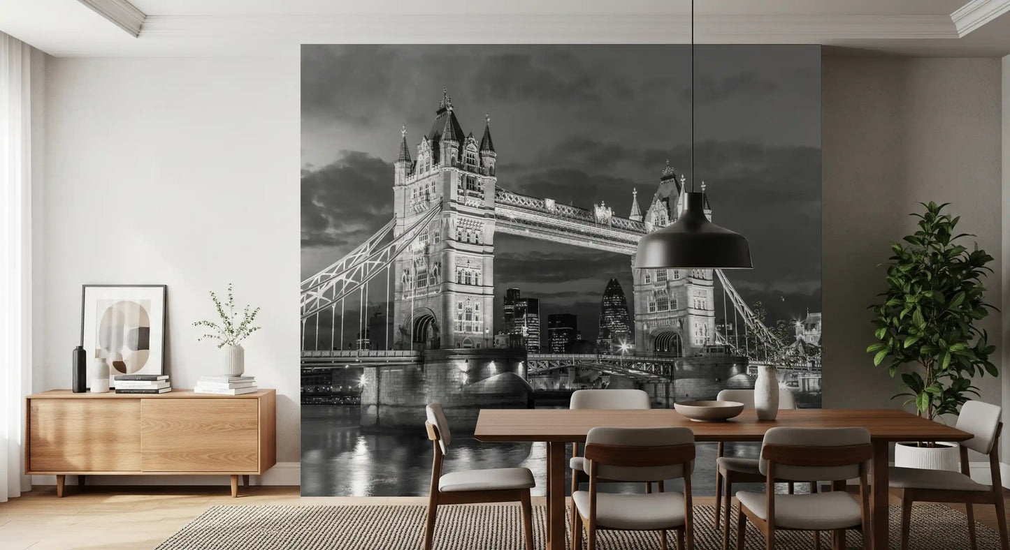 Monochrome London: Tower Bridge Glow Wall Mural
