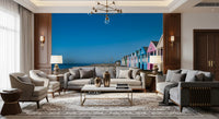 Open up a lounge with the Colorful Beach Hut Serenity wall mural