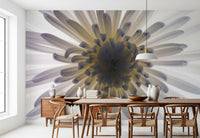 Set in a Dining room, the Luminous Petals wall mural keeps tones pale and gentle