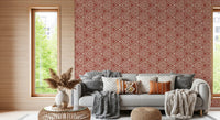 Small dots marking each triangle joint across the boho wallpaper