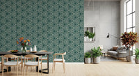 Small ivory dots mark every join in the Geometric Triangles Boho wallpaper