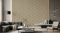 Boho triangle repeats shape the Hallway  in this Sand Beige Mudcloth wallpaper
