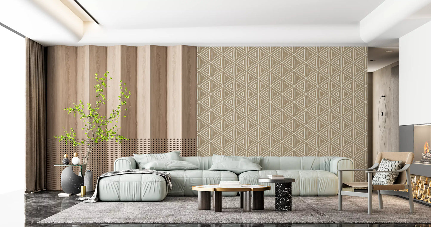 Hand-style outlines trace every triangle in this Mudcloth Geometric wallpaper