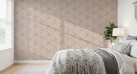 Working hours feel calmer with geometric mudcloth wallpaper lining a Bedroom 