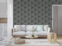 Scaled-up view of the triangle grid showing the tribal mudcloth wallpaper rhythm