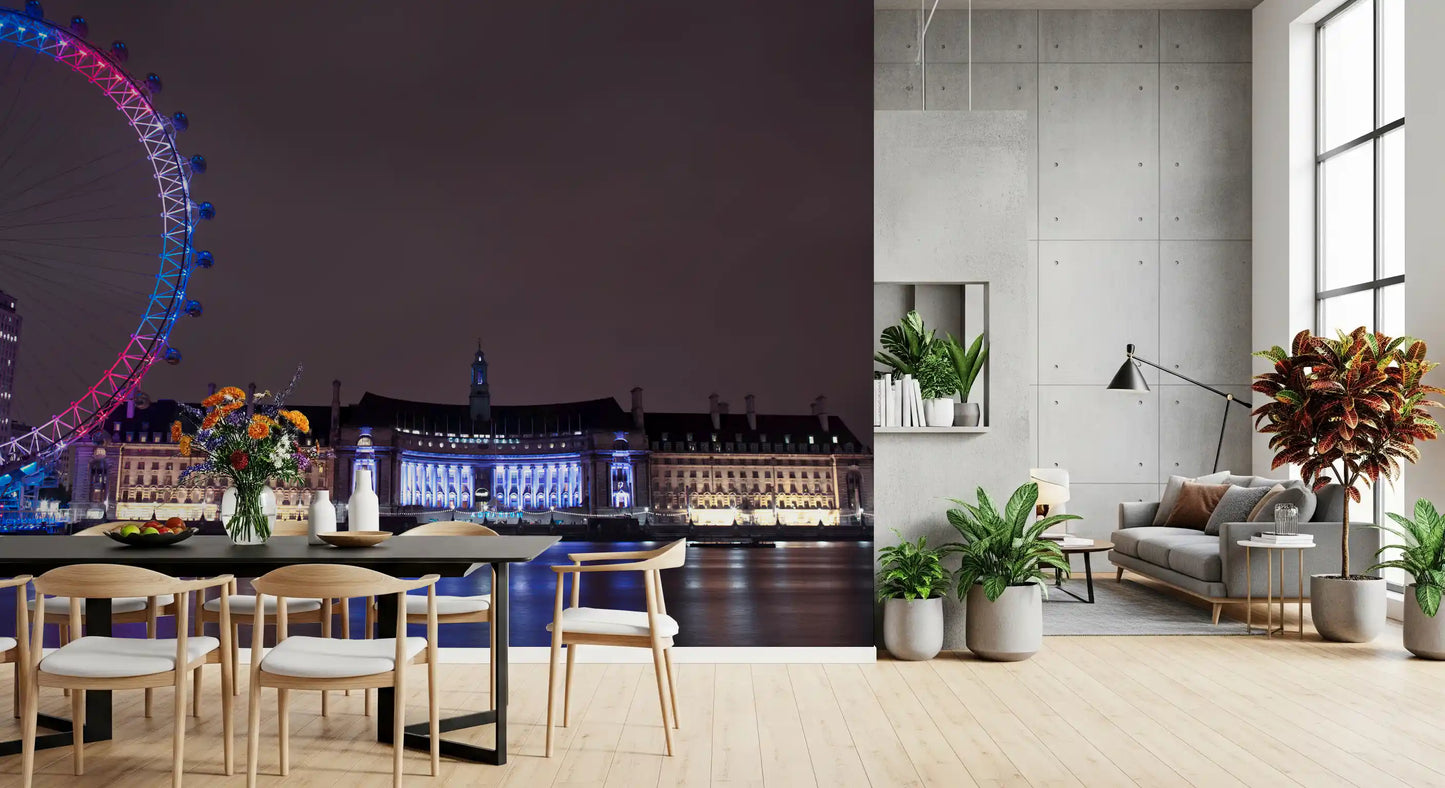London Night Glow: Embankment Reflections Wall Mural