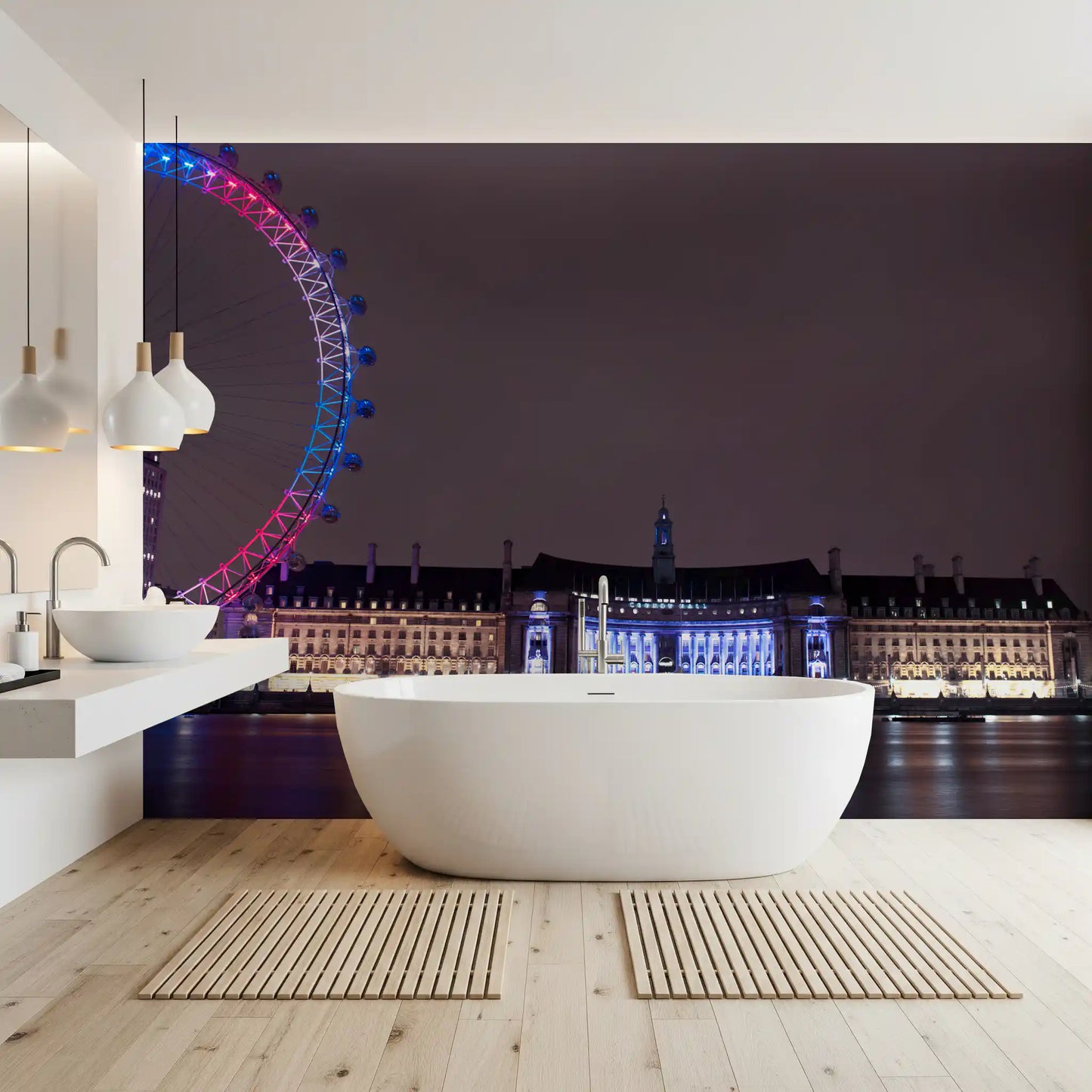 London Night Glow: Embankment Reflections Wall Mural