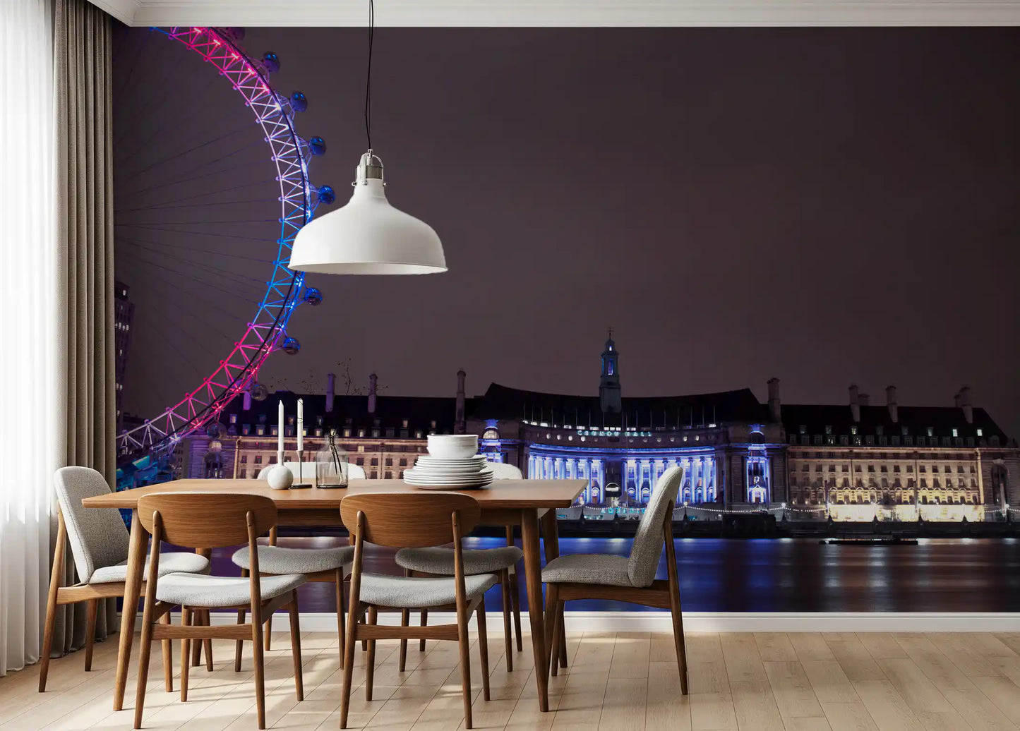 London Night Glow: Embankment Reflections Wall Mural