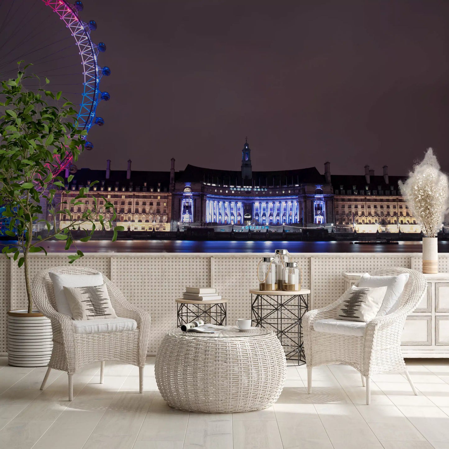 London Night Glow: Embankment Reflections Wall Mural