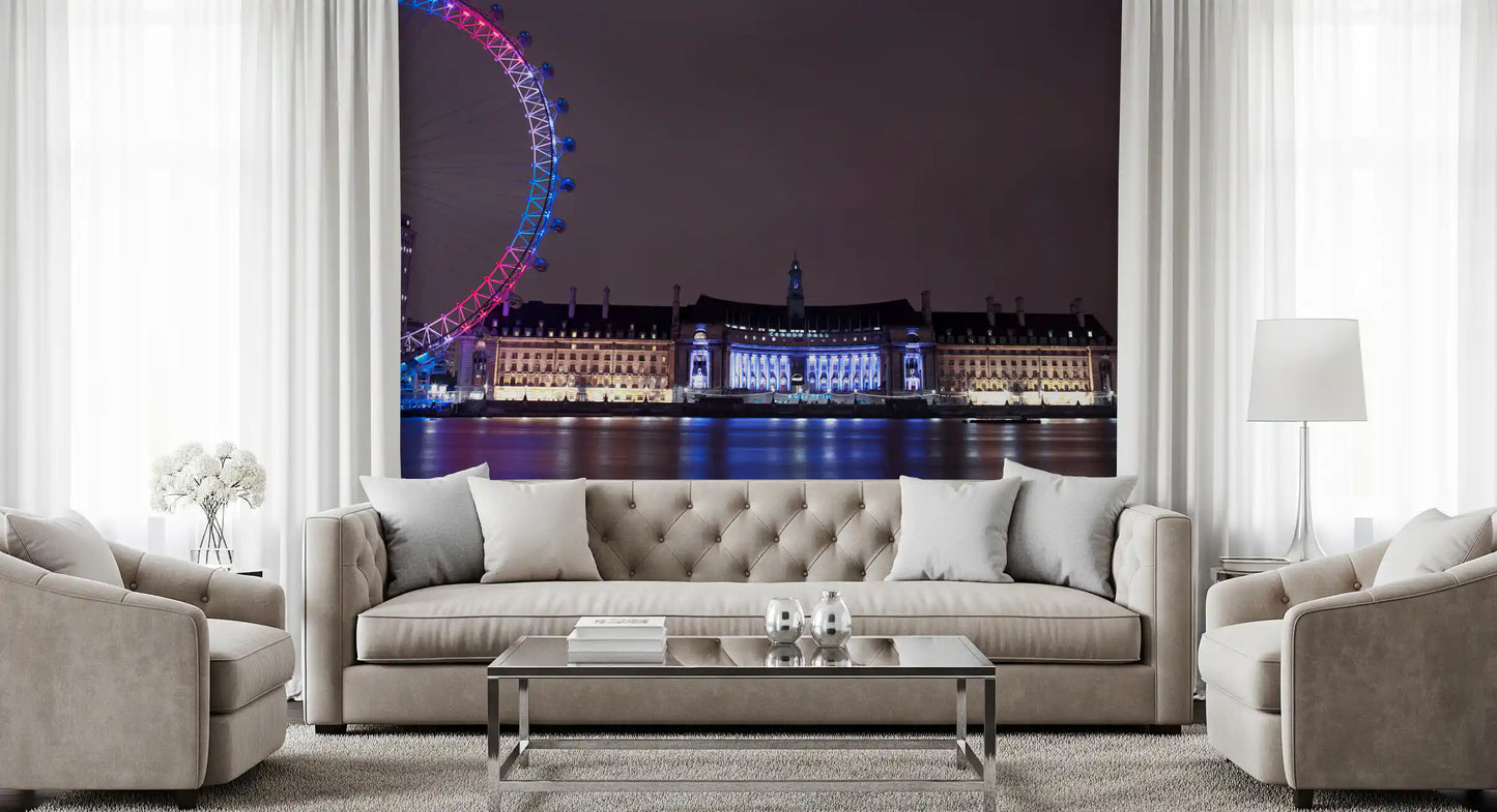 London Night Glow: Embankment Reflections Wall Mural