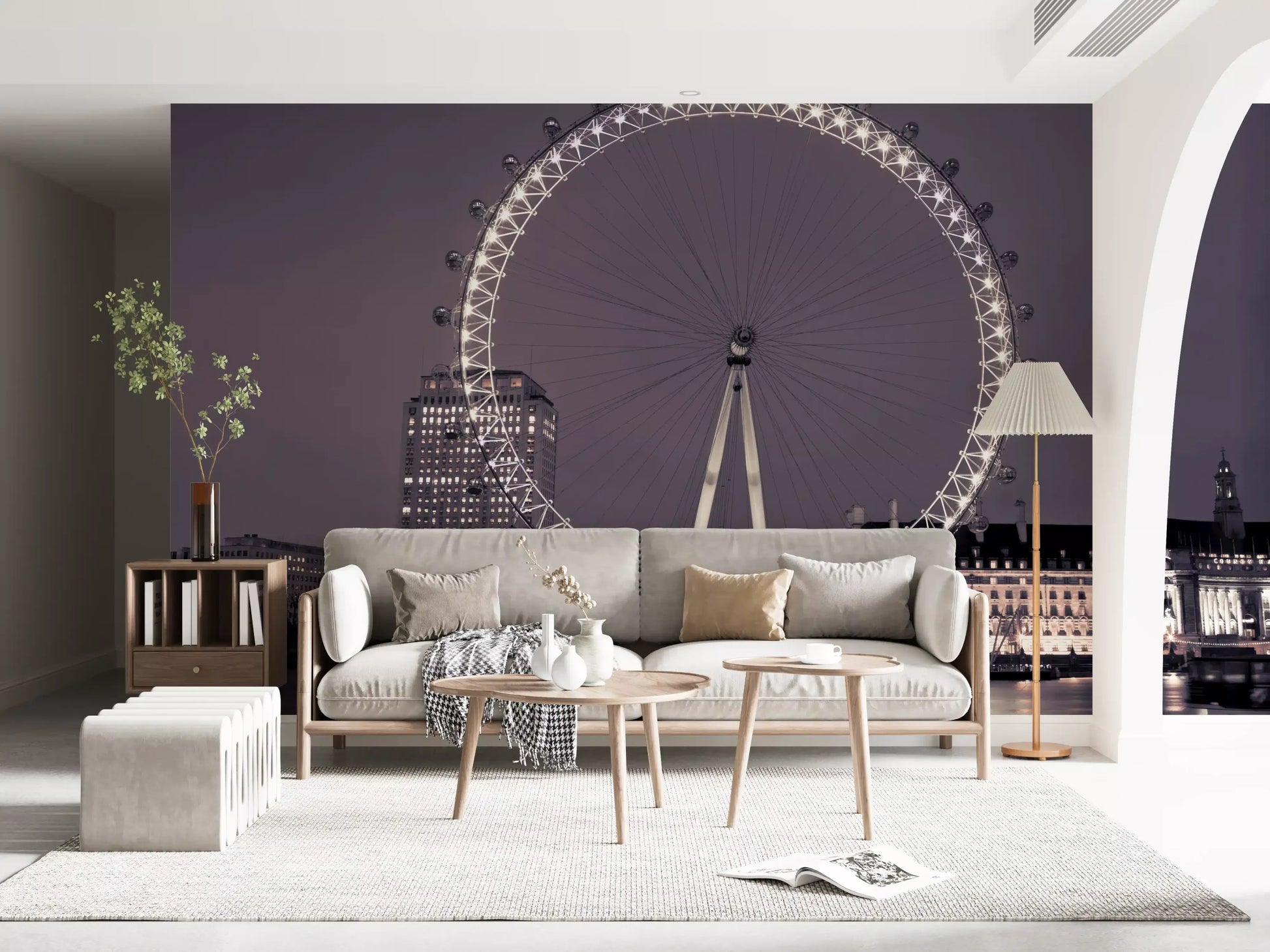 Thames mirrors city lights along the foreground of this Midnight Radiance wall mural.