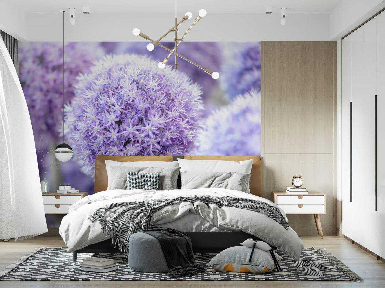 Purple Floral Orb Wall Mural