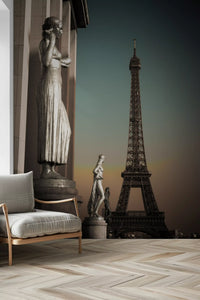 Late sun lights up the hallway beside this Grandeur wall mural