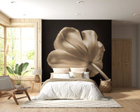 Petal veining of the Ethereal Tulip Bloom wall mural shines down a Bedroom.