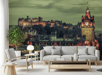 Moody green-grey sky hangs over the city in this Edinburgh Castle wall mural view.