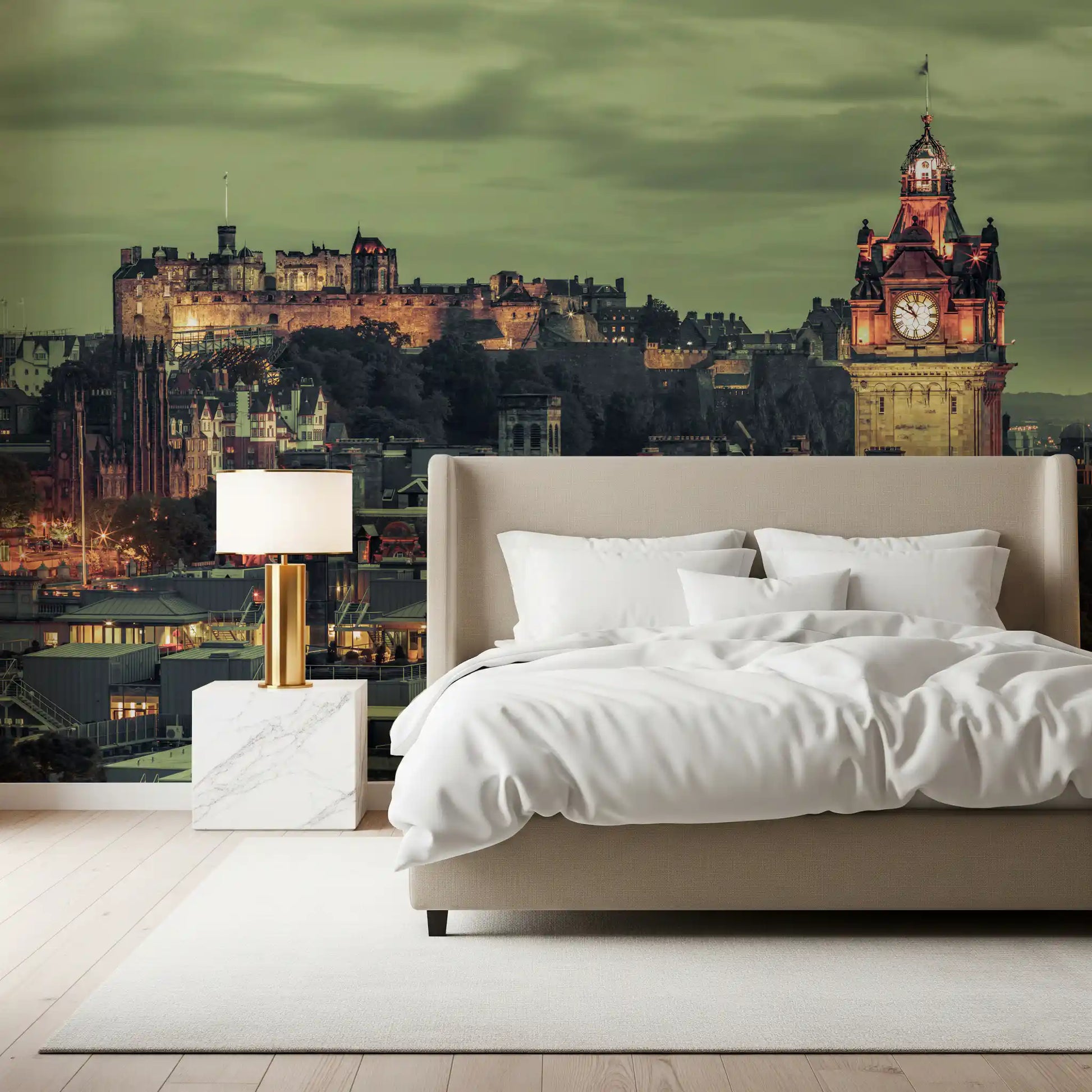 Historic Edinburgh fortress perches high above the city in this Castle wall mural piece.