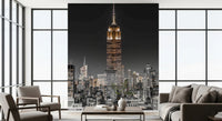 Deep black shadows contrast sharply with bright spires in this urban Empire wall mural