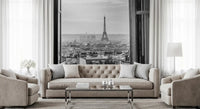 Taken from above, the Parisian Window View wall mural draws the eye to the Eiffel Tower.