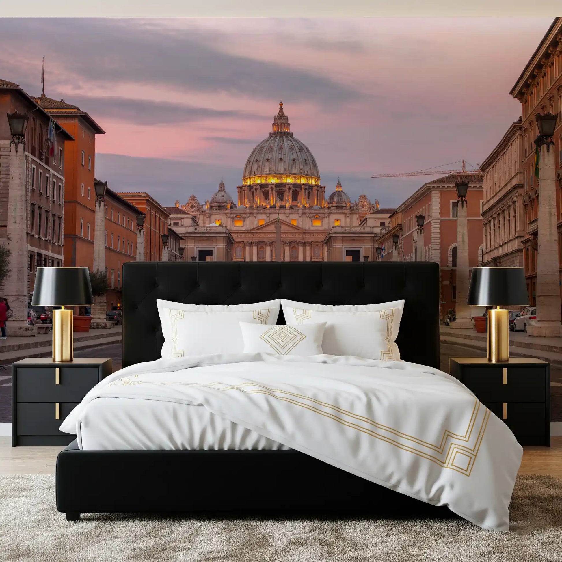 St Peter's Basilica dome of this Twilight Grandeur wall mural rises at centre stage