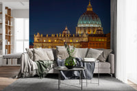 Warm dome glow lifts a Living room inside this Vatican Night wall mural panel.