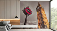 Daylight bronze coats the Big Ben tower face in the London Icons wall mural