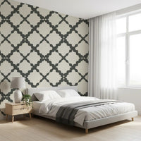 Off-white and charcoal pair cleanly across the Geometric Grey Modern wallpaper