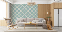 geometric trellis wallpaper displaying continuous interlocking diamond shapes