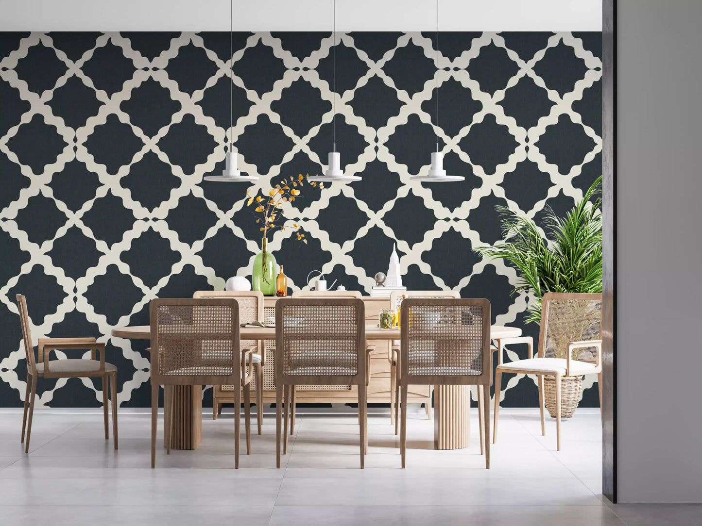 Textured Lattice Trellis Geometric Charcoal Minimalist Modern Wallpaper⁠